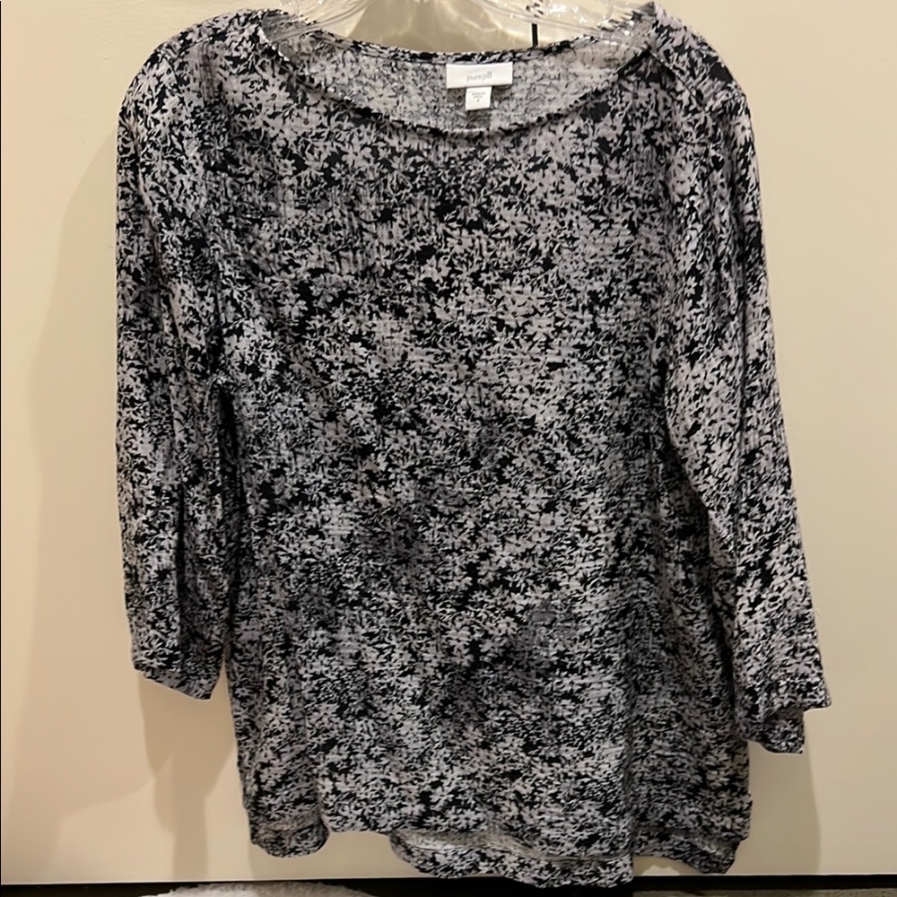 Floral Black and White Women's Top
